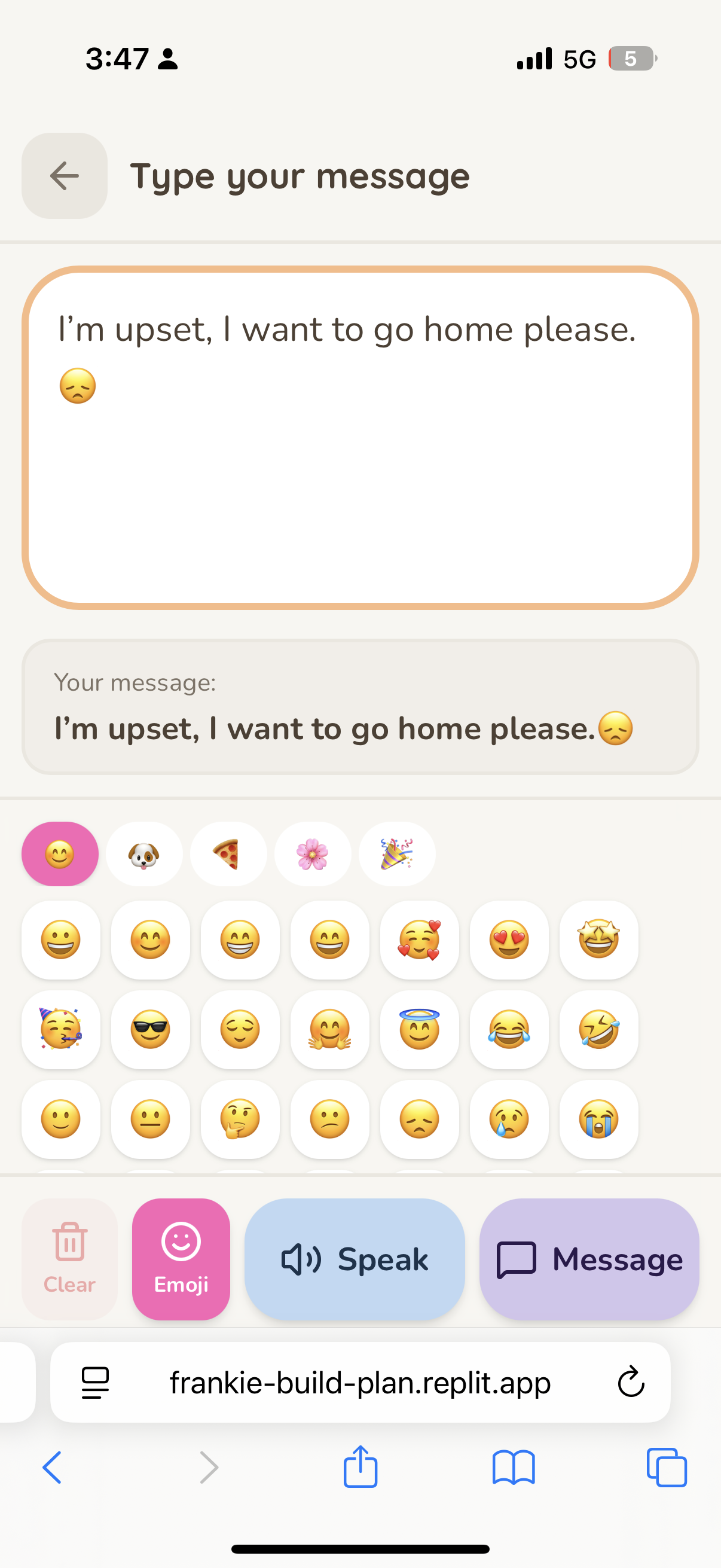 FRANKIE-home – Text & emoji composer