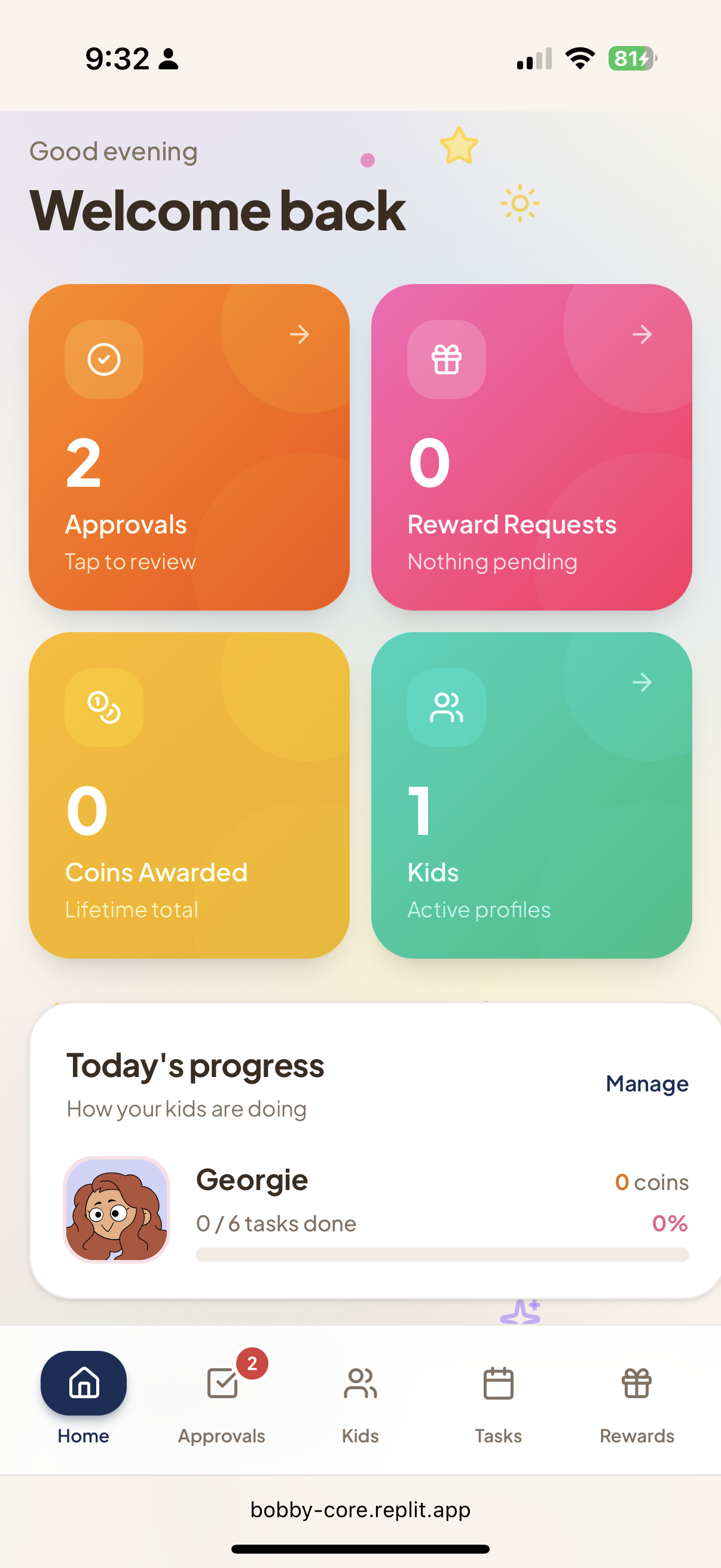 BOBBY-home – Parent dashboard