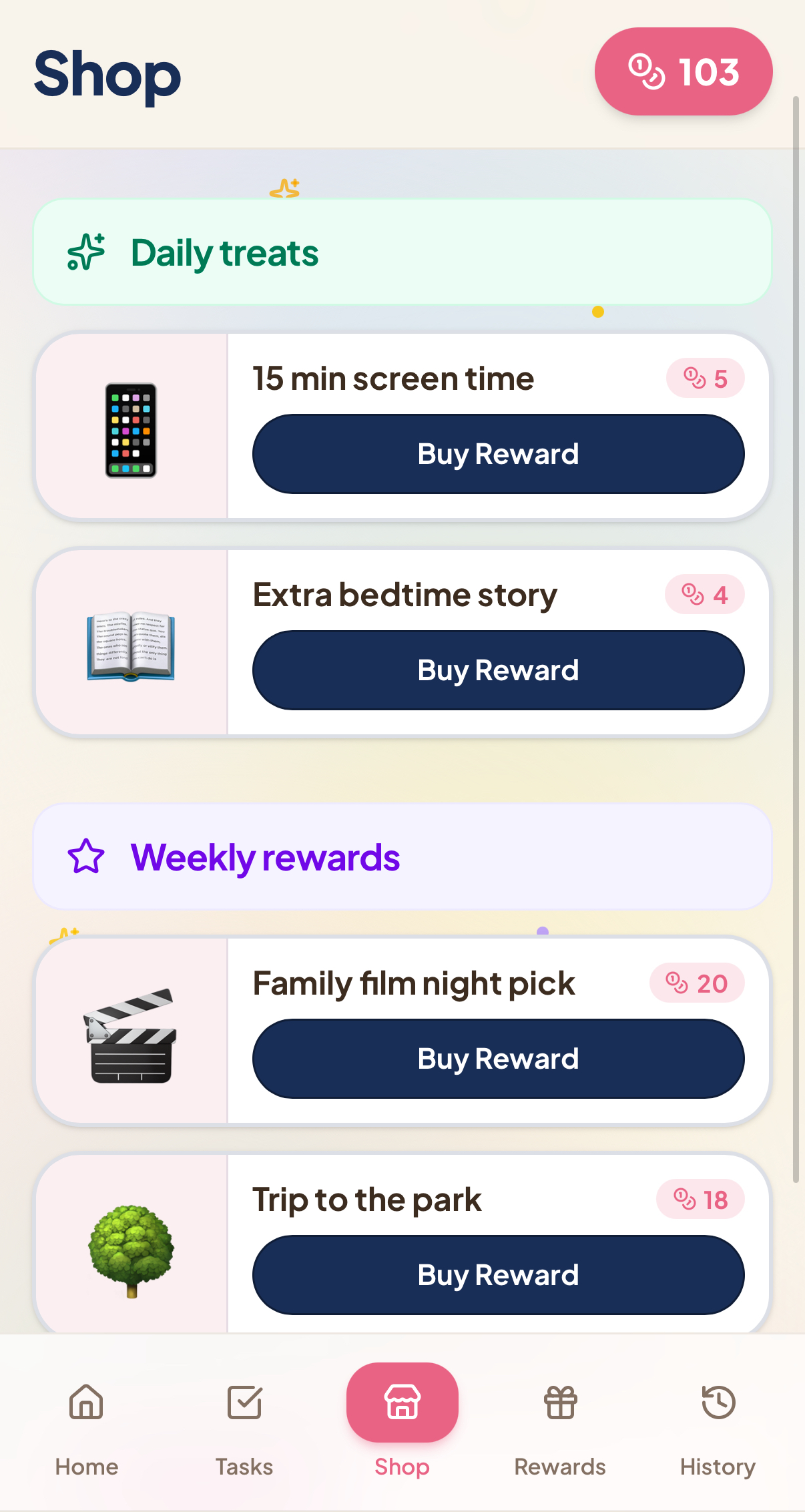BOBBY-home – Reward shop (buy reward)